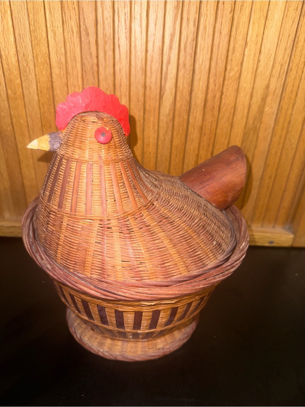 Vintage Hen on a Basket